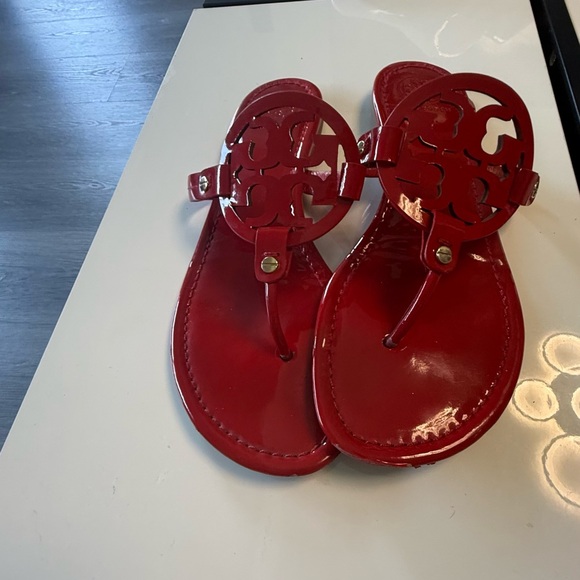 Tory Burch Miller Patent Leather Sandals - Poppy Red - Size 10.5M - Picture 9 of 10